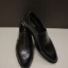 Jatt Black Leather Slip On with Refined Finish