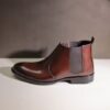 Red Wine Leather Chelsea Boot with Polished Finish
