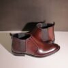 Red Wine Leather Chelsea Boot with Polished Finish