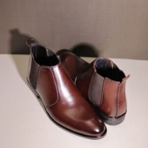 Red Wine Leather Chelsea Boot with Polished Finish