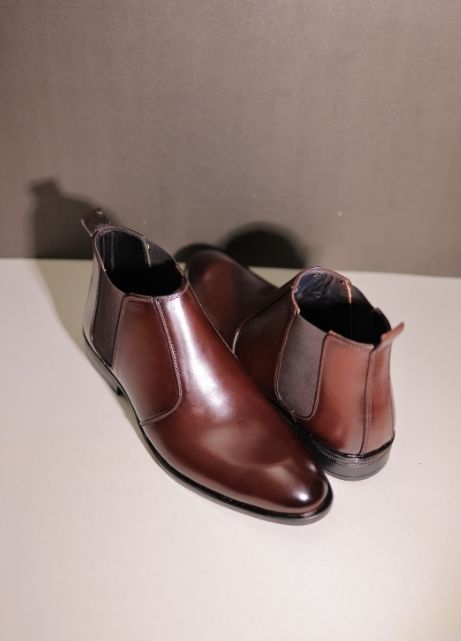 Red Wine Leather Chelsea Boot with Polished Finish