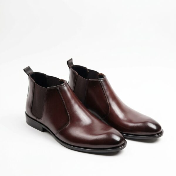 Red Wine Leather Chelsea Boot with Polished Finish