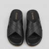 Midnight Black Elite Comfort Textured Cross Strap Slipper