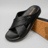 Midnight Black Elite Comfort Textured Cross Strap Slipper