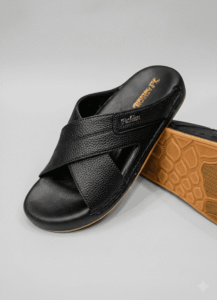Midnight Black Elite Comfort Textured Cross Strap Slipper